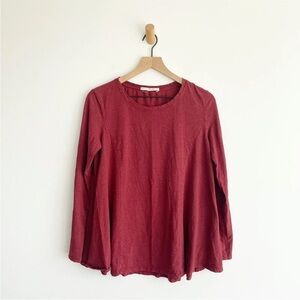 Peruvian Connection Women's LS Shirt Top Pima Cotton Rust Red Size XS